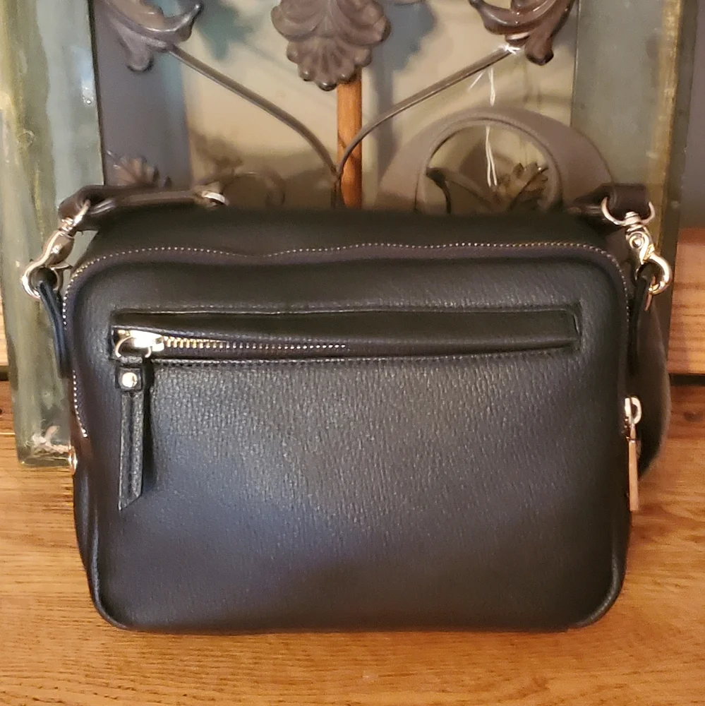 Samantha Thavasa Black Leather Studded Crossbody Bag